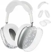 AirPods Max Silicone Case – Clear Sparkle Protective Cover, Soft & Shockproof, Scratch-Resistant, Easy to Install, Full Protection for Apple AirPods Max Headphones(White)