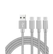 Catzon 1M 2M 3M 3Packs USB Type C Cable Nylon Braided Phone Cable Fast Charger Cable USB Cord -Gray