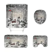 NNETM Frosty Friends: 4-Piece Christmas Snowman Shower Curtain Set
