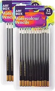 [24PCE] Krafters Korner Watercolor Pencils, Range Of Subtle Colors For Painting & Drawing, Set Of 12 Per Pack, Easy To Blend, Adding Detail Or Coloring-In