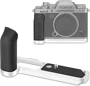 Haoge X-T5 Hand Grip for Fujifilm X-T5 Camera L-shaped Grip with Ergonomic Silicone Side Grip, Built-in Arca Swiss Type Plate for DJI RS2/RS-C2/RS3/RS3-PRO/RS3 Mini, Silver MHG-XT5S