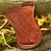 Handmade Brown Leather knife sheath Fix Blade knife Belt Sheath Hand Engraved