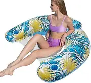 Inflatable Pool Float Chair,PVC Floating Water Raft with Cup Holder - Swimming Pool Water Chair, Single Layer, Large Size for Pool