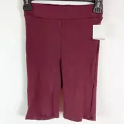 Naked Wardrobe NWT Women's Burgundy Snatched Ribbed Short Size S