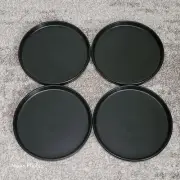 New 4 Stone + Lain Matte Black Stoneware Round Salad Plates 8"