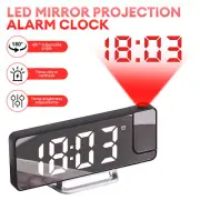 LED Digital Projection Alarm Clock 180° Projector Snooze 3-Level Brightness