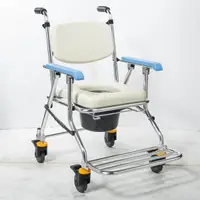 在飛比找樂天市場購物網優惠-永大醫療~JCS-208 鋁合金可收合有輪洗澡便器椅/便器椅