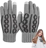 [Generic] Winter Gloves Touchscreen Gloves - Warm Knitted Non Slip Touchscreen Gloves | Thickened Insulated Womens Winter Gloves for Driving Running Cycling