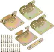 4 Sets Bed Rail Brackets Heavy Duty Non-Mortise Bed Rail Fittings with Screws f