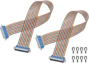 uxcell 2 Pcs IDC Rainbow Wire Flat Ribbon Cable DB37 Male to DB37 Female 19.7 Inch Length 2.54mm Pitch Breadboard Jumper Wires for Electronic Projects