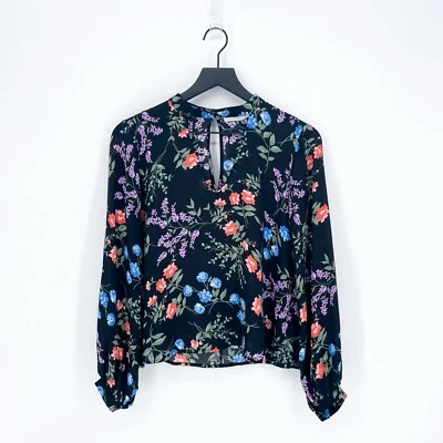 NWT Lush Women’s XS Floral Cutout Semi-Sheer Blouse Black