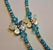 BLUE RAPTURE EYEGLASS CORD WITH TIBETAN SILVER/ CRYSTAL ACCENTS / 25 INCH