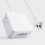 Power Board Surge Protection, 2 AC Outlets + 4 USB Ports, 3m Cord