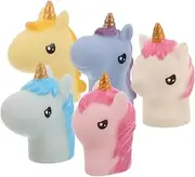 JUMPLAWN 5pcs Realistic Unicorn Finger Puppet Set Lifelike Unicorn Thumb for Bath and Storytelling Party Favors and Creative Play