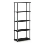 Furinno Turn-N-Tube Engineered Wood 5-Tier Shelf Display Rack in Black/Gray