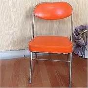 Black Folding Chairs with Padded Seats Leather White Folding Dining Chairs with Cushion Comfortable Folding Chair Party Stacking Chairs (Color : Orange b, Size : Set of 2)