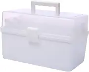 [FOREVERIE] Foldable Multi Layers Extra Large Plastic Box with Compartments, Arts Crafts Storage Box, Handled Medicine Box, Multipurpose Storage Box, White