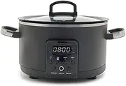 GreenPan Bistro 3.7L Slow Cooker with Glass Lid, Multifunction Presets, Hard Anodized PFAS-Free Removeable Nonstick Crock, Dishwasher Safe, Auto Warm, Delay Timer, Stews, Reheat, Black