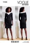 VOGUE SEWING PATTERN 1858 MISSES 16-24 FITTED DRESS W/ SHAPED CONTRAST NECK BAND