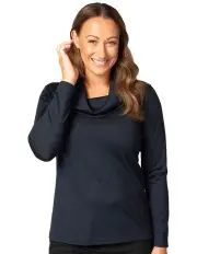 [Fella Hamilton] Hedrena Cowl Neck Long Sleeve Top in Dark Navy