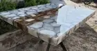 48x24 White agate dining table, agate petrified center counter table, home decor
