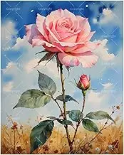 TAOPAOLAB Flower Paint by Numbers Kit for Adults - DIY Pink Rose and Bud Painting on Canvas 16x20 Inches, Acrylic Paint Set, Suitable for Beginners, Floral Art for Home Decoration or Gifts