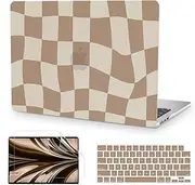 Anban Compatible with MacBook Air 13 inch Case 2025 2024 2023 2022 M4 M3 M2 A3240 A3113 A2681, Plastic Hard Shell Case for MacBook Air 13.6 inch+Keyboard Cover+Screen Protector, Checkerd Neutral