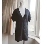 日本製 23區 炭黑 麻花編織羊毛長版罩衫背心