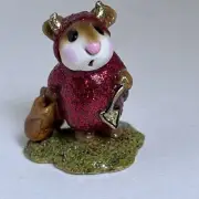 WEE FOREST FOLK M-61 (4) Little Devil, Red Glitter Suit, Gold Horns &Tail