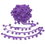 9 Yards Pom Pom Trim Ribbon, 1" Wide Purple Ball Fringe Trim for DIY