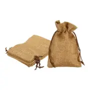 5pcs Burlap Bags with Drawstring, 4x5.5" Jewelry Pouches for Party Gift, Beige