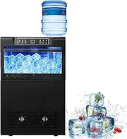 Commercial Ice Maker Machine,120kg/24h Ice Cube Maker with 18kg Ice Storage Capacity,Compact Free-Standing Ice Cube Machine for Bar,Home,Office,Restaurant