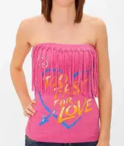 Affliction by Buckle - tube top - shirt - NWT - size small - fringe - pink