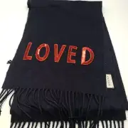 Gucci Scarf Navy Blue Red Sequin Loved Silk Cashmere Blend Fringe - New