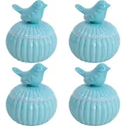 4x LVD Trinket Jar Teal Bird Decorative Display Home Lounge Indoor Table Decor
