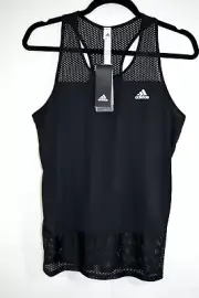 NEW Adidas Climalite Women Relay Tank Black Mesh accents, Tennis, gym,etc. Small