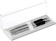 Pentel Sterling Ballpoint Pen 0.8mm Medium Nib Sterling Barrel Black Ink & Sterling Automatic Pencil 0.5mm Sterling Barrel HB Lead In a Premium Case (STER-SET)2 Count (Pack of 1)