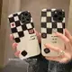 ins棋盤格笑臉小熊適用iphone13/12pro max蘋果11手機殼iphonex皮紋xsmax情侶x/xr日韓8plus女款全包防摔套