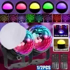 Bola de discoteca giratoria activada por sonido luces estroboscópicas de RGB luz
