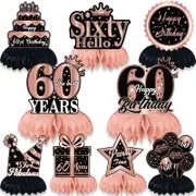 Rose Gold 60th Birthday Honeycomb 9pk