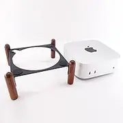 HOOKMEMO Desk Stand Mount for New Mac mini M4 and M4 Pro, Wood and Metal Design, Improved Cooling, Easy Power Button Access & Desk Organization – Essential Mac mini M4 Accessories (Black Walnut)
