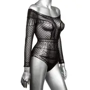 Scandal Off The Shoulder Mesh Lace Bodysuit