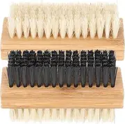 FONDOTIN 2Pcs Double Sided Cleaning Nail Brush Multi Function Fingernail Scrub Brush for Shoes Hands Feet Durable Bristle Design Home Manicure Tool