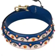 Dolce & Gabbana Colorblock Leather Purse Strap in Corn Flower Pink Blue Stud NWT