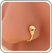 [Yheakne] Punk Skull Nose Ring Gold Skull Nose Cuff Tiny Septum Nose Rings U Shaped Clip On Nose Stud Hoop Nose Piecing Jewelry for Women