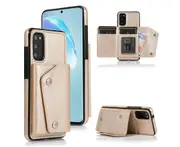 Case for Samsung Galaxy S20, Leather Wallet Case With Card Pockets Back Flip Shockproof Cover Case-Gold