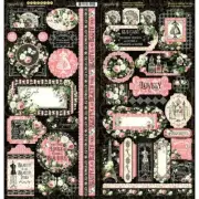 Graphic 45 Elegance Collection Lovely 12" Cardstock Tag Label Border Stickers