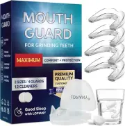 4 Mouth Guards for Grinding Teeth at Night Nighttime Sleeping Guard + Clean Tabs