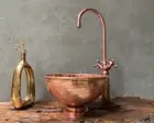 Hammered Copper Vessel Sink, Solid Copper Bathroom Vessel Vanity, Handcrafted.