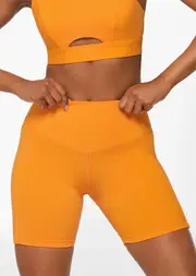 [Lorna Jane] Elevate Recycled Phone Pocket Bike Shorts in Orange, Size - XL XL Tangelo